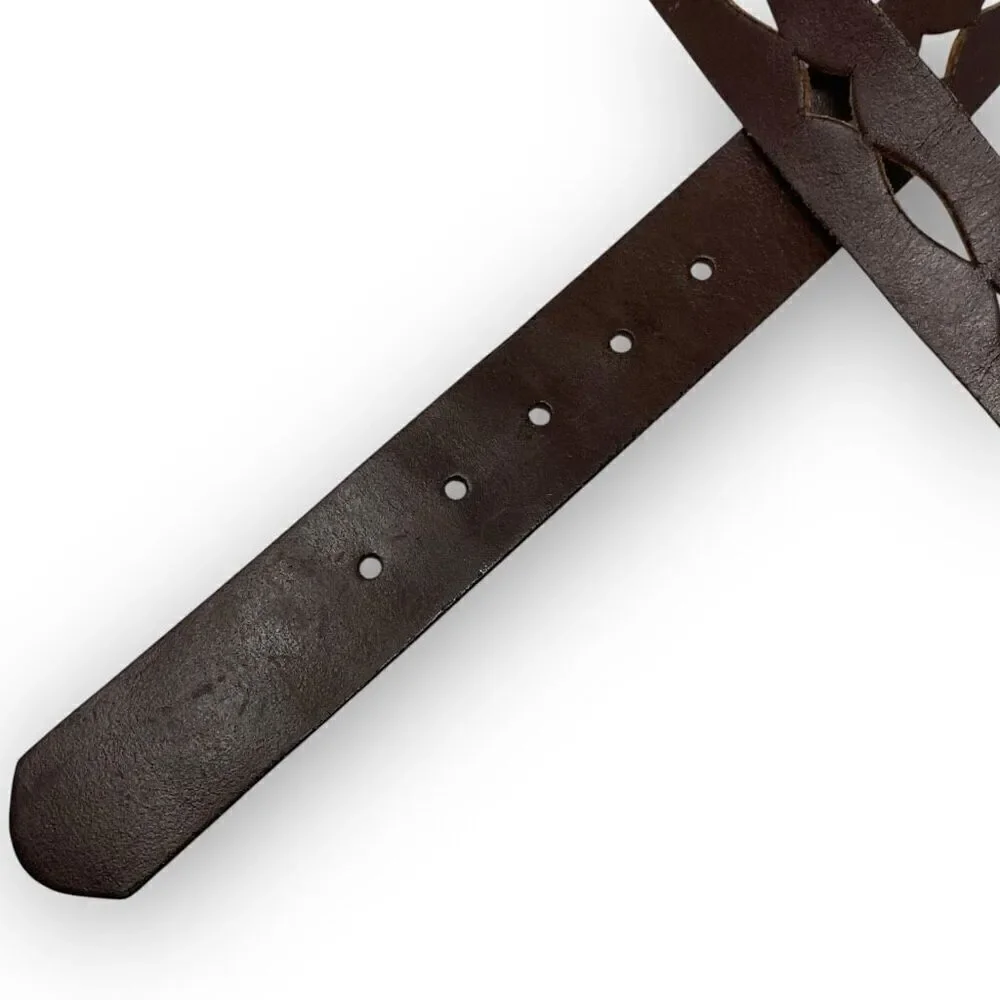 Hipwear Belt Laser Cut Brown Leather Women's Size Large Vintage